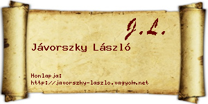 Jávorszky László névjegykártya